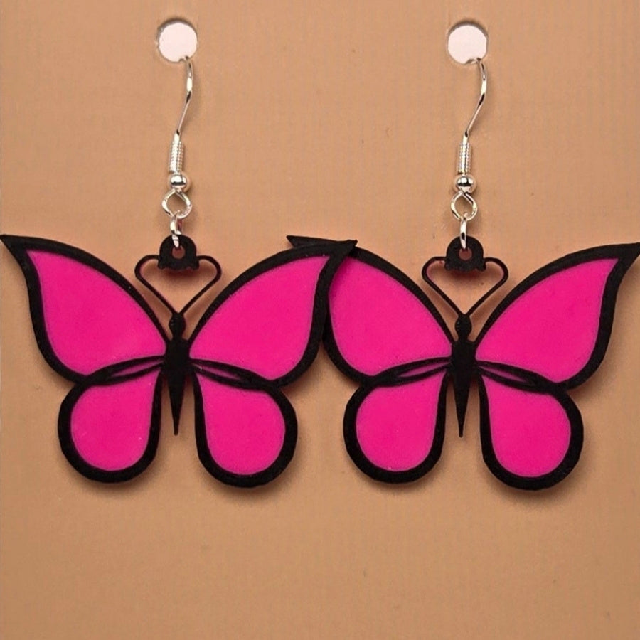 Boucle d'oreille en forme de Papillon avec crochets hypoallergéniques sans nickel